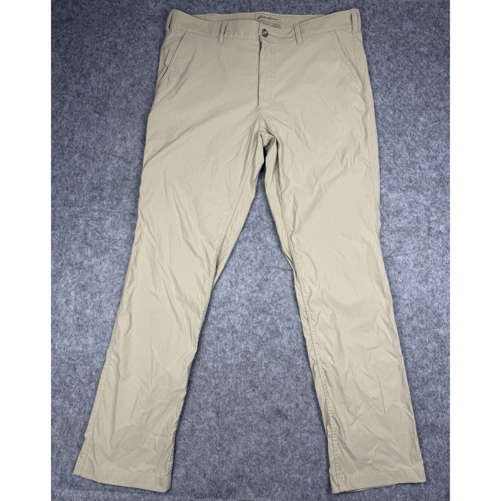 Eddie Bauer Travex Pants Mens 38x34 (Fits 38x33) Khaki Tan Trail Hiking Camping